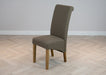 Brown Fabric Upholstered Scroll High Back Dining Chair