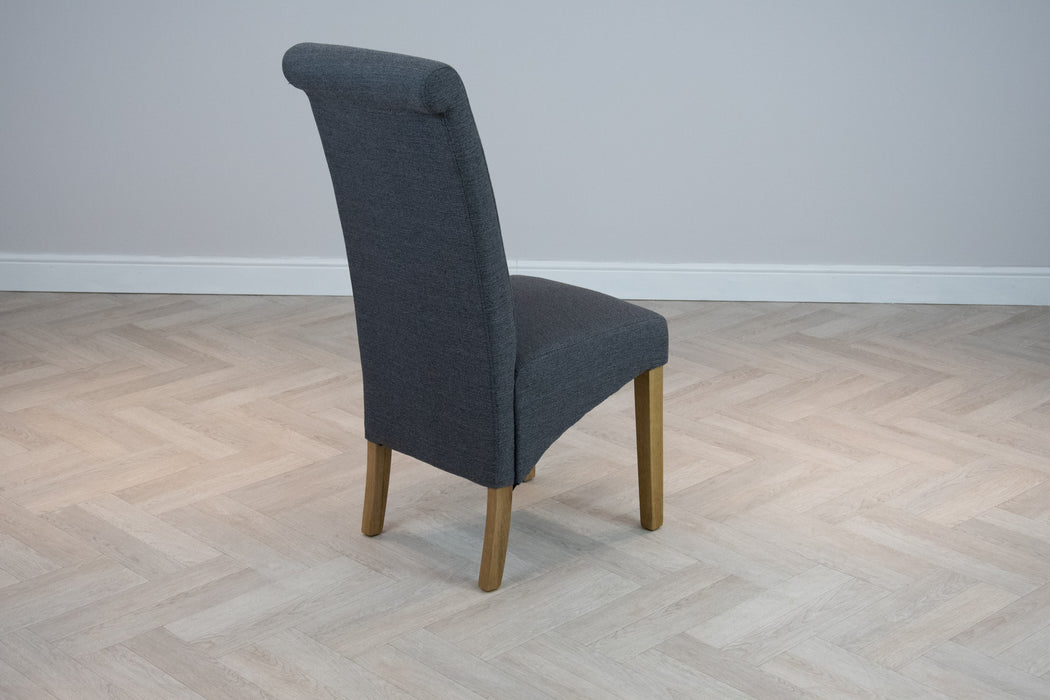 Oakwood Living Scroll Top High Back Slate Grey Fabric Chair