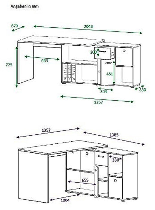 White corner office desk, FMD Lex Corner Desk,  Corner desk with storage, German Made Office corner desk, Large corner desk with drawers, large corner desk with storage, Home office corner desk